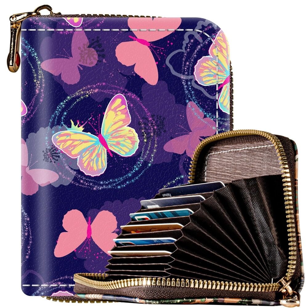 5042 Credit Card Holder Butterfly RFID Credit Card Wallet with Zipper